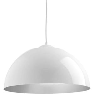Progress Lighting 1-Light/Painted Silver Metal Shade Modern Pendant Light, Dome LED Collection, Indoor, P5341-3030K9, White(White)