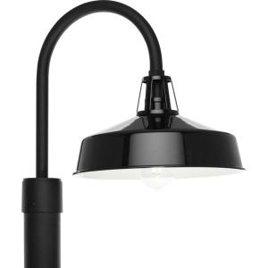Progress Lighting Cedar Springs Collection One-Light Gloss Black Metal Shade Farmhouse Outdoor Post Lantern (P540103-031)(Gloss Black)