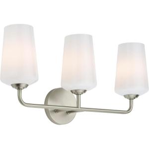 Progress Lighting Celino Collection Three-Light Vanity Light with White Glass Shades