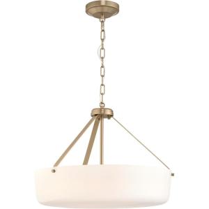 Progress Lighting Lieon Collection Three-Light Large Semi-Flush Convertible Light with White Glass Shade