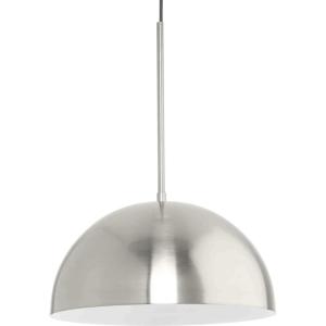 Progress Lighting Perimeter Collection One-Light Brushed Gold Mid-Century Modern Pendant with Metal Shade (P500379-191)(Brushed Nickel)