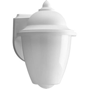 Progress Lighting Polycarbonate Outdoor 1-Light White Acrylic Shade Traditional Outdoor Wall Lantern Light Textured Black(White)