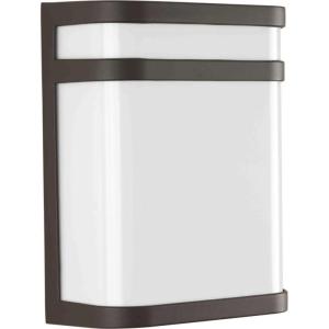 Progress Lighting Valera LED Collection 1-Light Matte White Acrylic Shade Modern Outdoor Medium Wall Lantern Light Brushed Nickel(Bronze)
