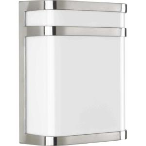 Progress Lighting Valera LED Collection 1-Light Matte White Acrylic Shade Modern Outdoor Medium Wall Lantern Light Brushed Nickel(Nickel)