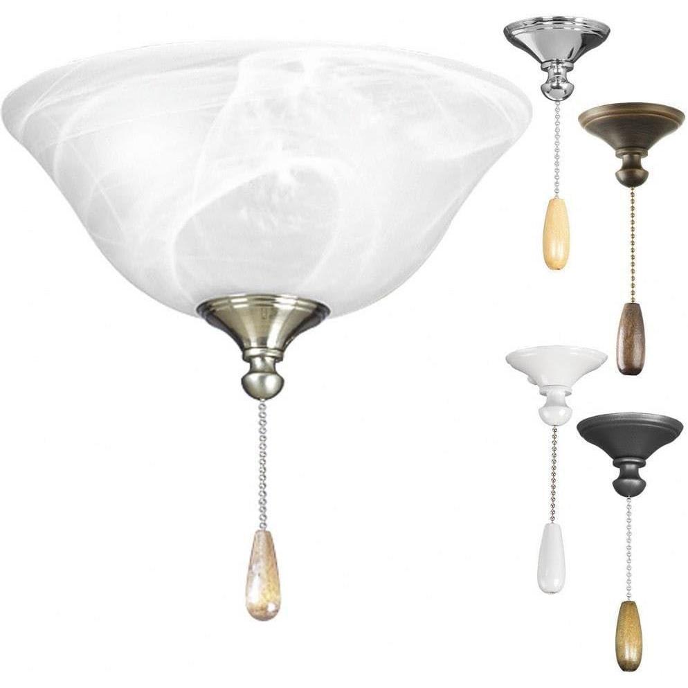 image:imageProgress Lighting 2Light Ceiling Fan Light Kit for AirPro Collection Ceiling Fans Classic Tranisitonal Style with Alabaster Style Glass Bowl Includes 2 LED Light Bulbs and Finials in 5 ColorsUnfinished