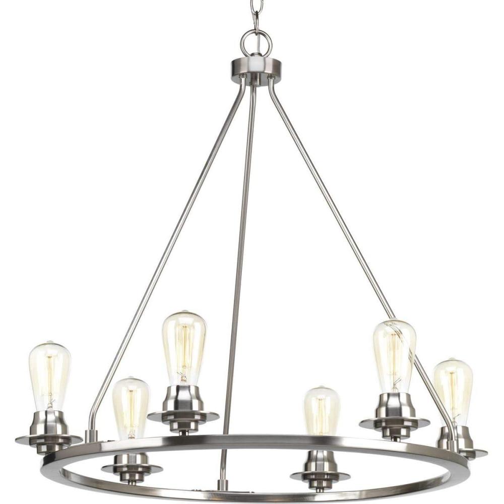 image:imageProgress Lighting Debut Collection 6Light Farmhouse Chandelier Light GraphiteBrushed Nickel