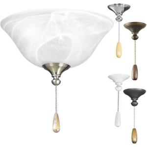 Progress Lighting 2-Light Ceiling Fan Light Kit for AirPro Collection Ceiling Fans, Classic Tranisitonal Style with Alabaster Style Glass Bowl, Includes 2 LED Light Bulbs and Finials in 5 Colors(Unfinished)