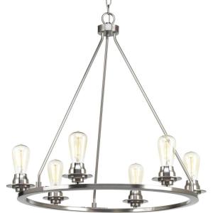 Progress Lighting Debut Collection 6-Light Farmhouse Chandelier Light Graphite(Brushed Nickel)