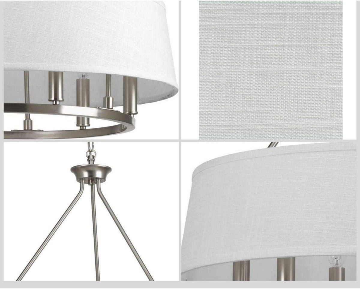 image:imageCherish Collection 6Light White Linen Shade Coastal Chandelier Light Antique BronzeNickel
