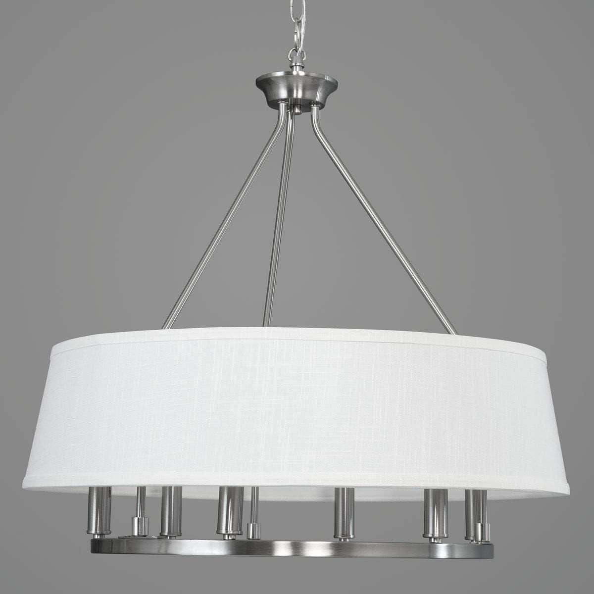 image:imageCherish Collection 6Light White Linen Shade Coastal Chandelier Light Antique BronzeNickel