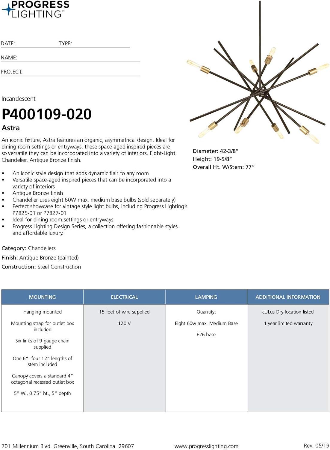 image:imageProgress Lighting Astra Collection EightLight ChandelierAntique Bronze