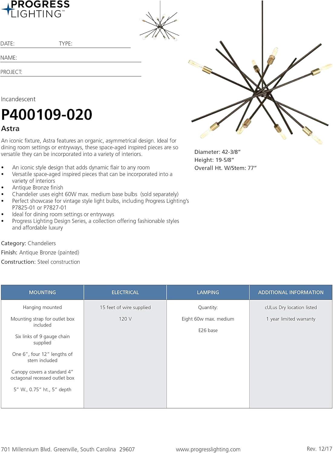 image:imageProgress Lighting Astra Collection EightLight ChandelierAntique Bronze