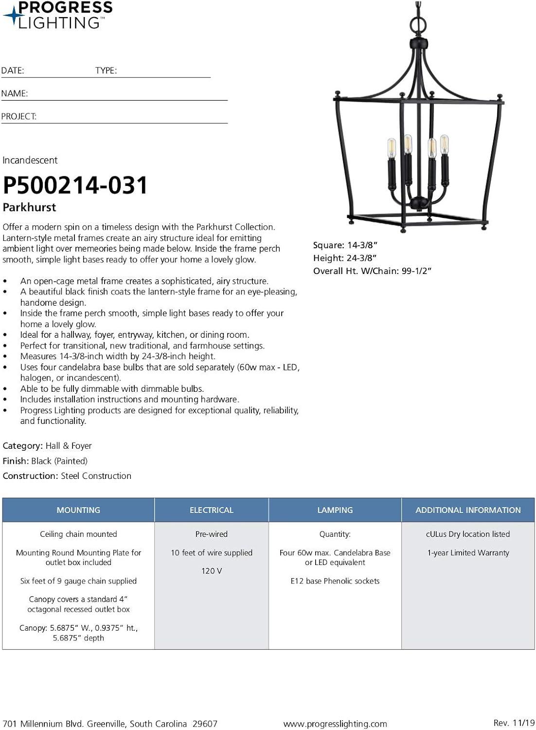 image:imageProgress Lighting Parkhurst Collection Brushed Bronze FourLight FoyerBlack