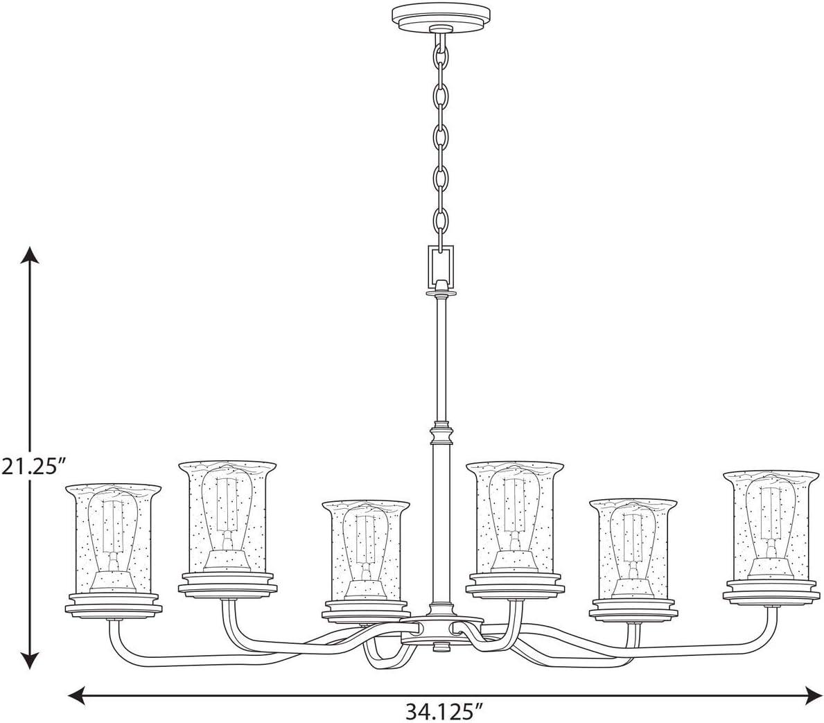 image:imageProgress Lighting Winslett Collection 6Light Clear Seeded Glass Coastal Chandelier Light Matte BlackBlack