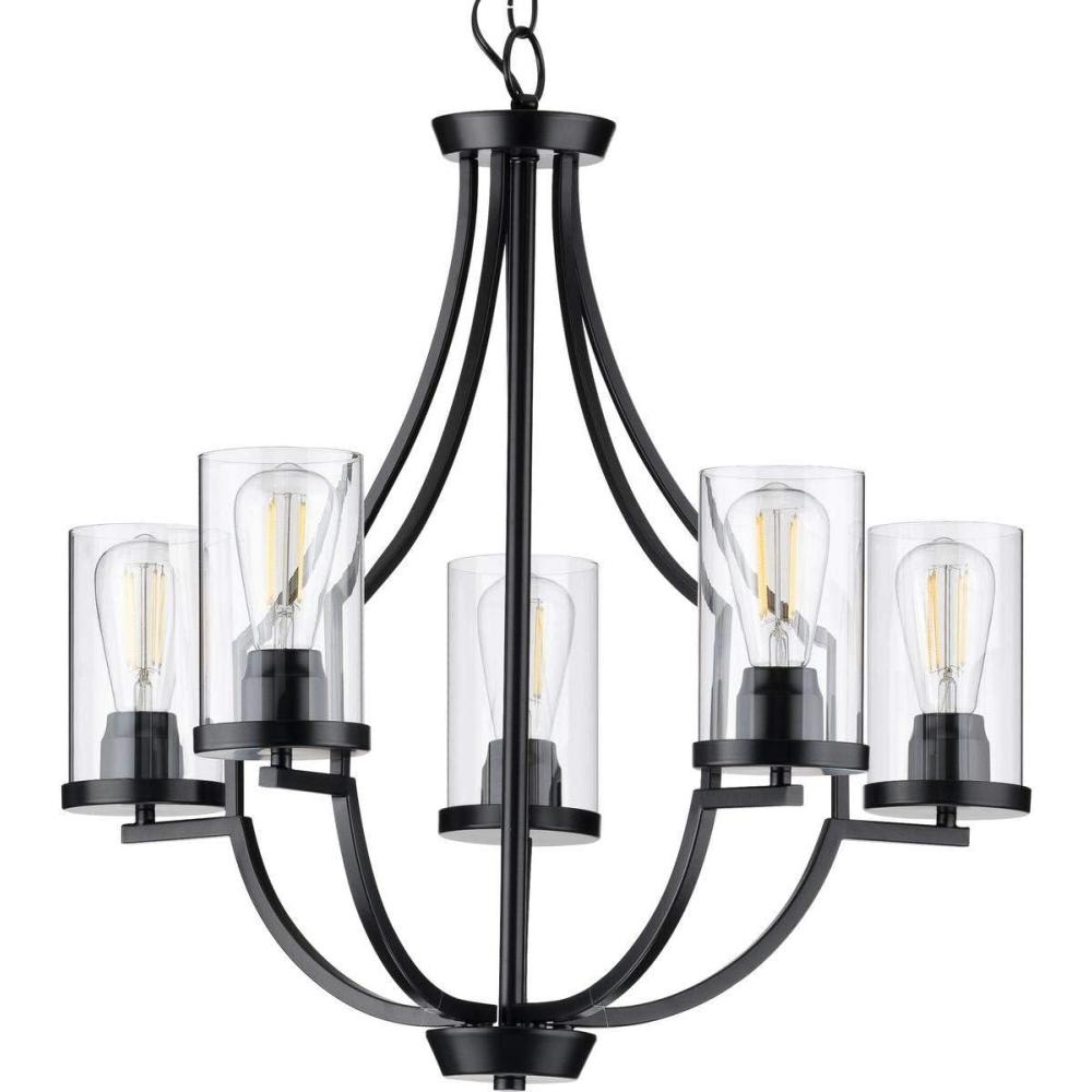 image:imageProgress Lighting Lassiter Collection 5Light Clear Glass Modern Chandelier Light Matte Black 2600x2600x2600Black