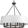 Cherish Collection 6-Light White Linen Shade Coastal Chandelier Light Antique Bronze(Bronze)