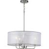 Riley Collection 3-Light Organza Shade New Traditional Pendant Light Brushed Nickel