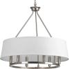 Cherish Collection 6-Light White Linen Shade Coastal Chandelier Light Antique Bronze(Nickel)