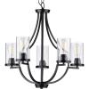 Progress Lighting Lassiter Collection 5-Light Clear Glass Modern Chandelier Light Matte Black 26.00×26.00×26.00(Black)