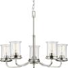 Progress Lighting Winslett Collection 6-Light Clear Seeded Glass Coastal Chandelier Light Matte Black(Nickel)