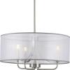 Riley Collection 3-Light Organza Shade New Traditional Pendant Light Brushed Nickel