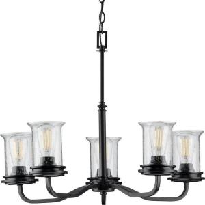Progress Lighting Winslett Collection 6-Light Clear Seeded Glass Coastal Chandelier Light Matte Black(Black)