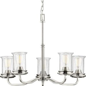 Progress Lighting Winslett Collection 6-Light Clear Seeded Glass Coastal Chandelier Light Matte Black(Nickel)