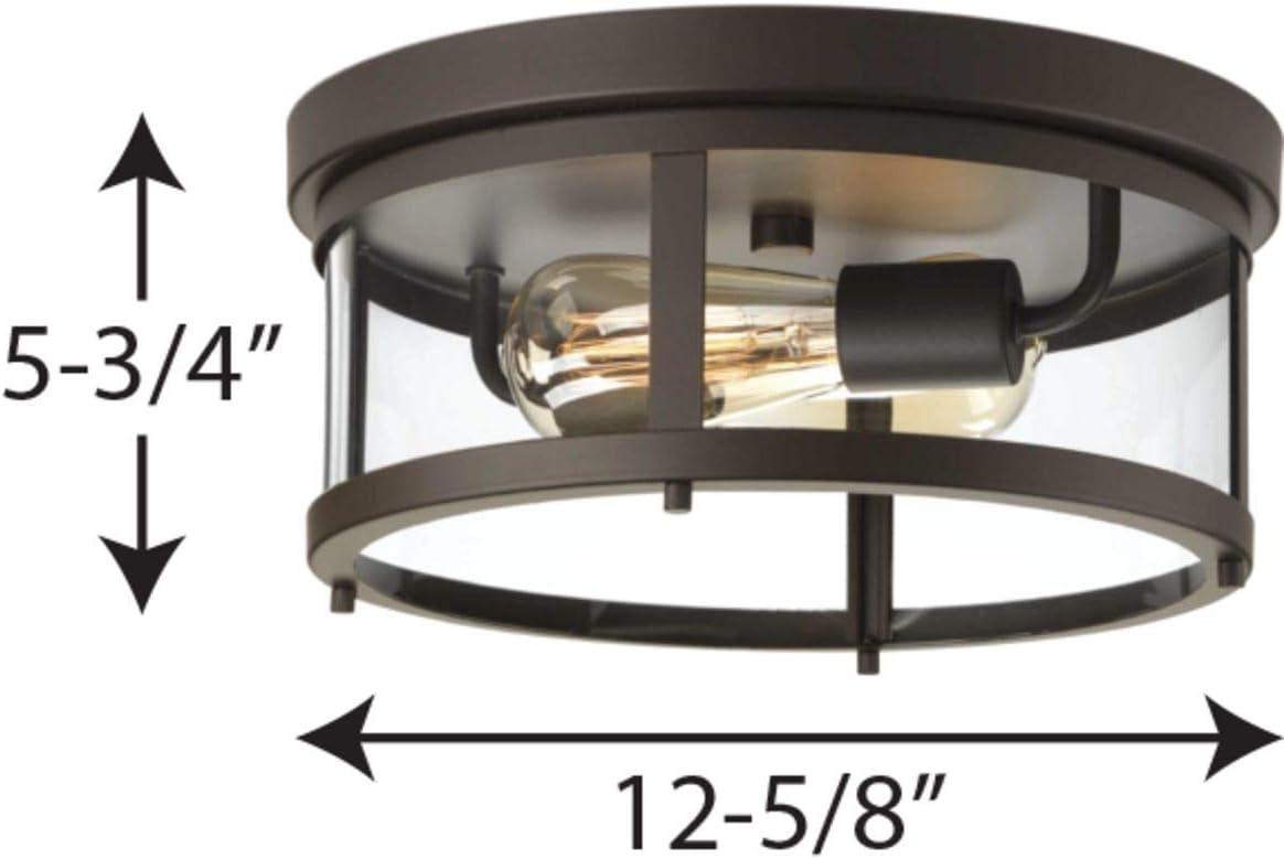 image:imageProgress Lighting Gunther Collection 2Light Clear Glass Farmhouse Outdoor Flush Mount Light Antique Bronze 575x1263x1263Bronze