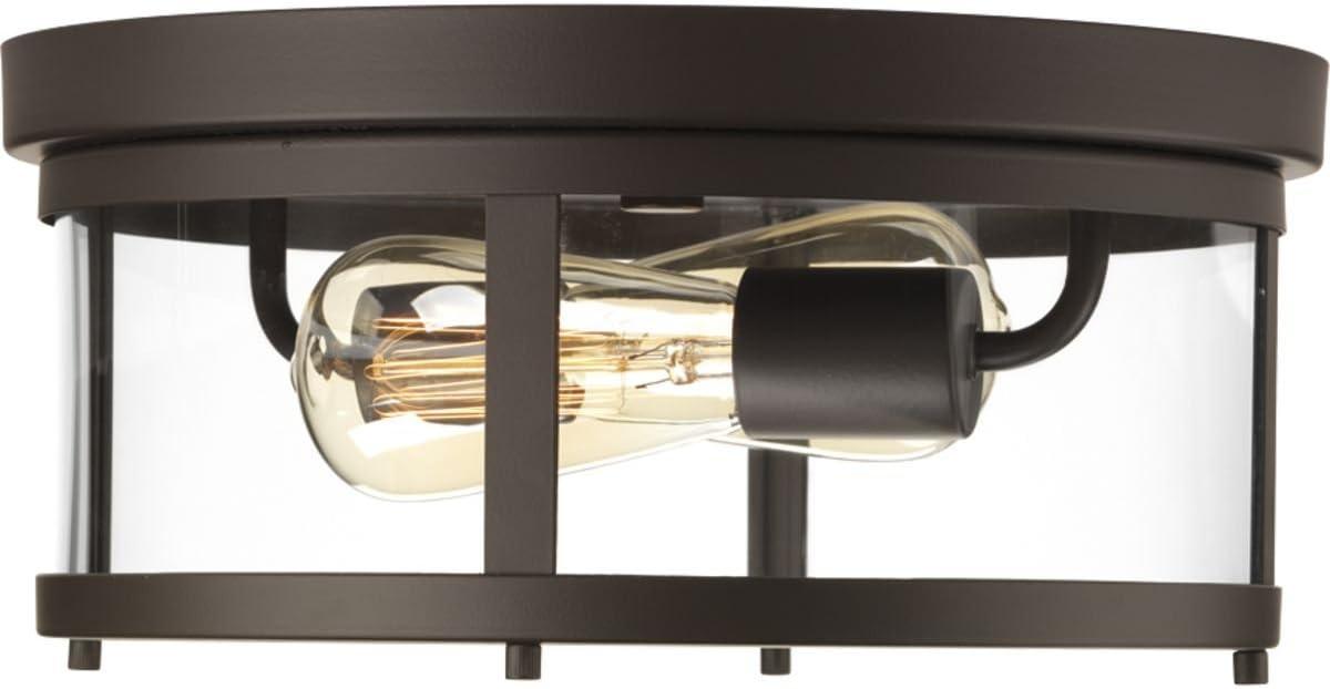image:imageProgress Lighting Gunther Collection 2Light Clear Glass Farmhouse Outdoor Flush Mount Light Antique Bronze 575x1263x1263Bronze