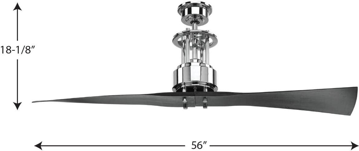 image:imageProgress Lighting P257015 Protruding Mount 2 Black Blades Ceiling fan Polished Chrome 1813x5600x5600Polished Chrome