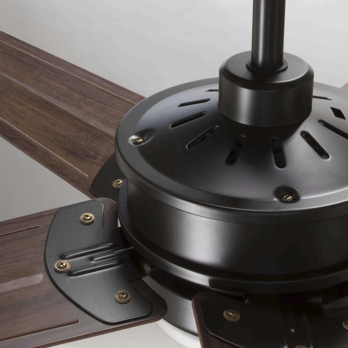 image:imageProgress Lighting P25748030K Protruding Mount 5 Toasted Oak Blades Ceiling fan with 18 watts light Forged BlackAntique Bronze