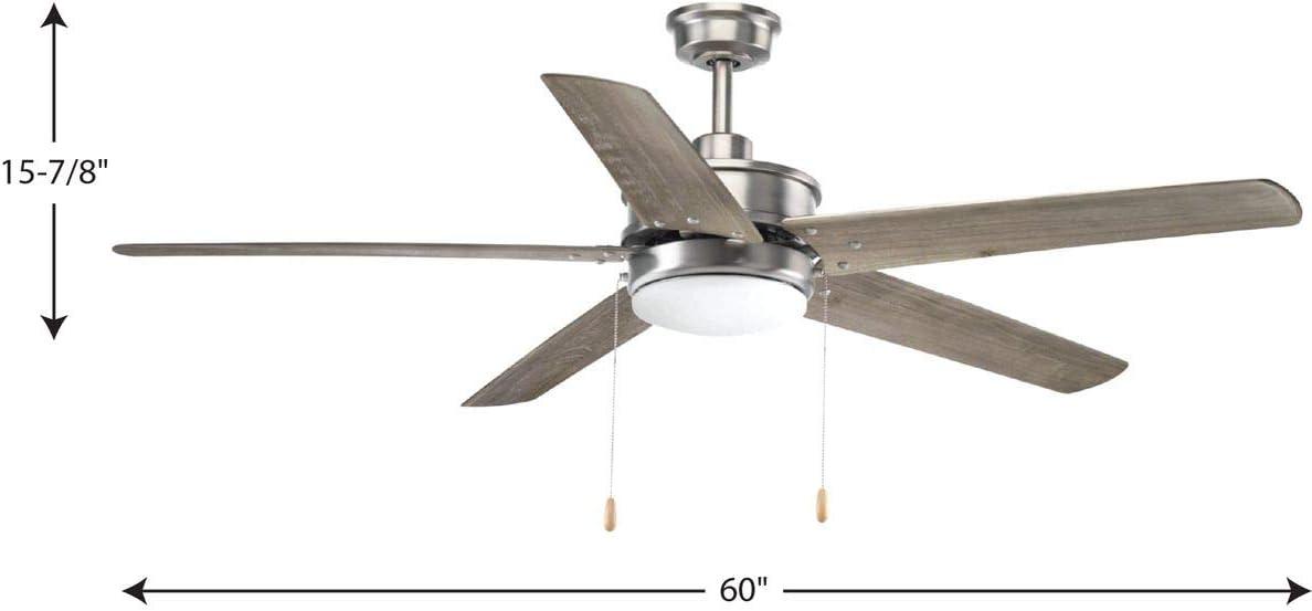 image:imageProgress Lighting P25748030K Protruding Mount 5 Toasted Oak Blades Ceiling fan with 18 watts light Forged BlackAntique Nickel