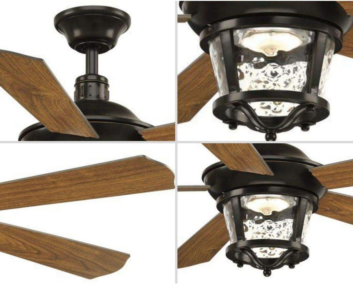image:imageProgress Lighting P25762030K Protruding Mount 5 Walnut Blades Ceiling fan with 18 watts light Antique BronzeAntique Bronze