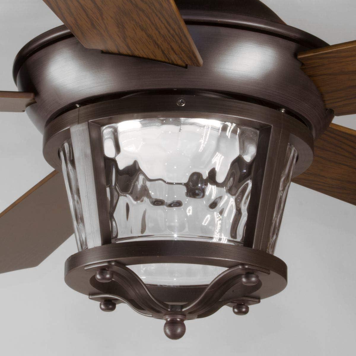 image:imageProgress Lighting P25762030K Protruding Mount 5 Walnut Blades Ceiling fan with 18 watts light Antique BronzeAntique Bronze