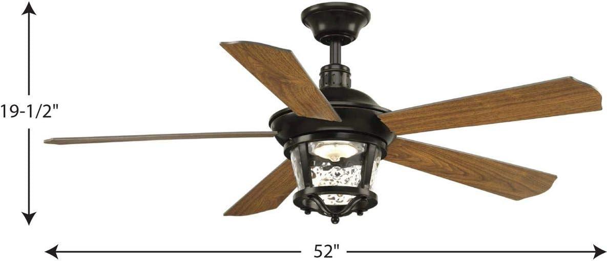 image:imageProgress Lighting P25762030K Protruding Mount 5 Walnut Blades Ceiling fan with 18 watts light Antique BronzeAntique Bronze