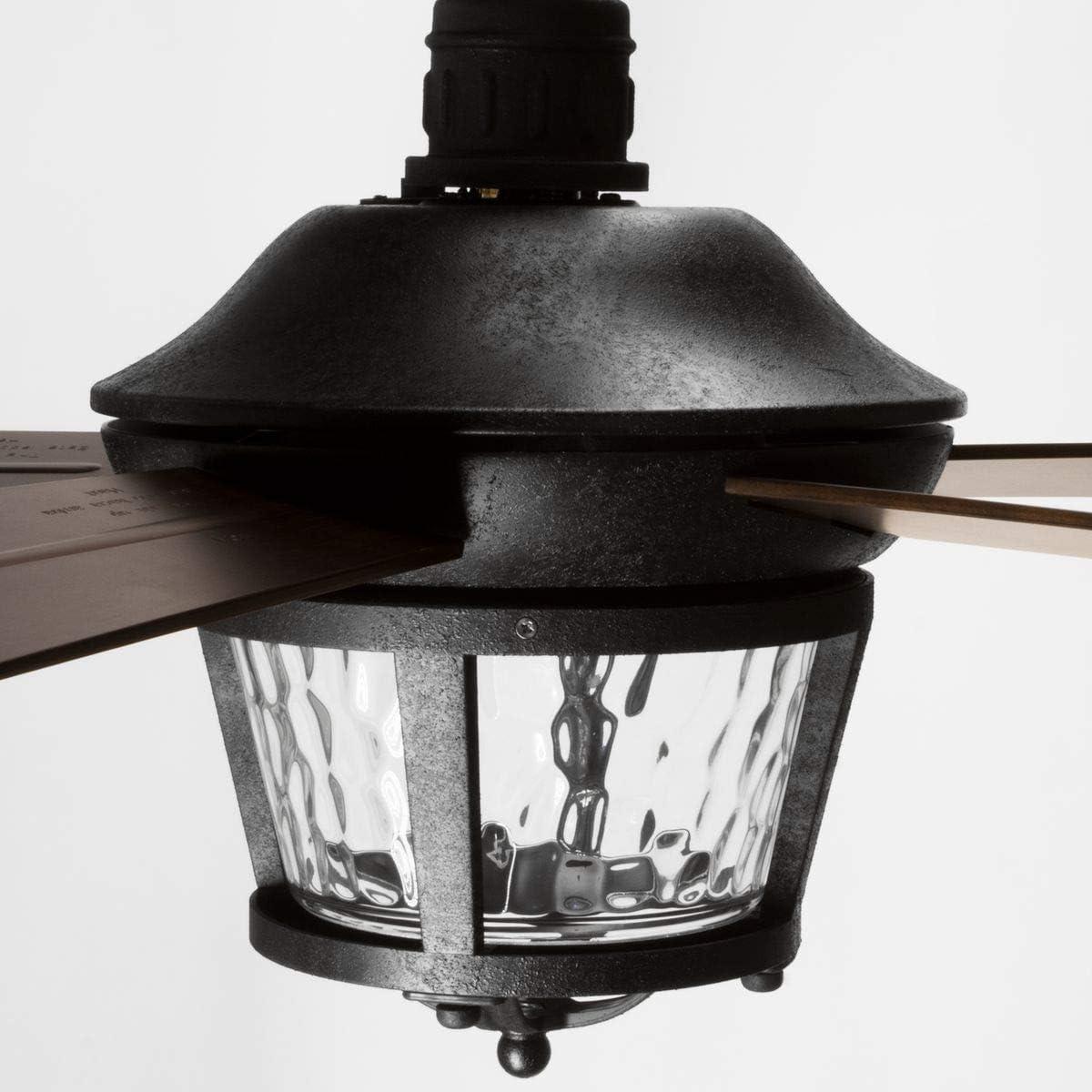 image:imageProgress Lighting P25762030K Protruding Mount 5 Walnut Blades Ceiling fan with 18 watts light Antique BronzeForged Black