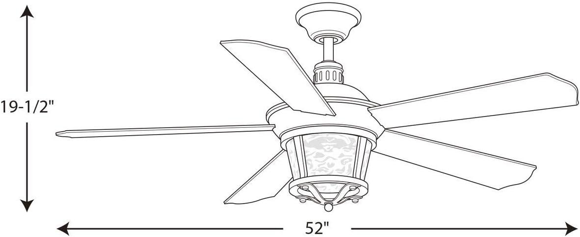 image:imageProgress Lighting P25762030K Protruding Mount 5 Walnut Blades Ceiling fan with 18 watts light Antique BronzeForged Black