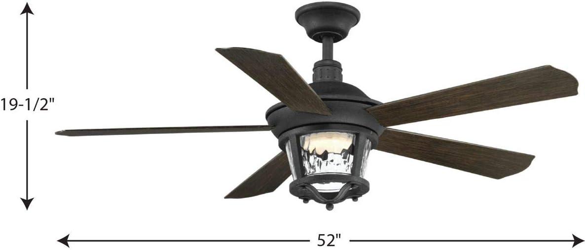 image:imageProgress Lighting P25762030K Protruding Mount 5 Walnut Blades Ceiling fan with 18 watts light Antique BronzeForged Black