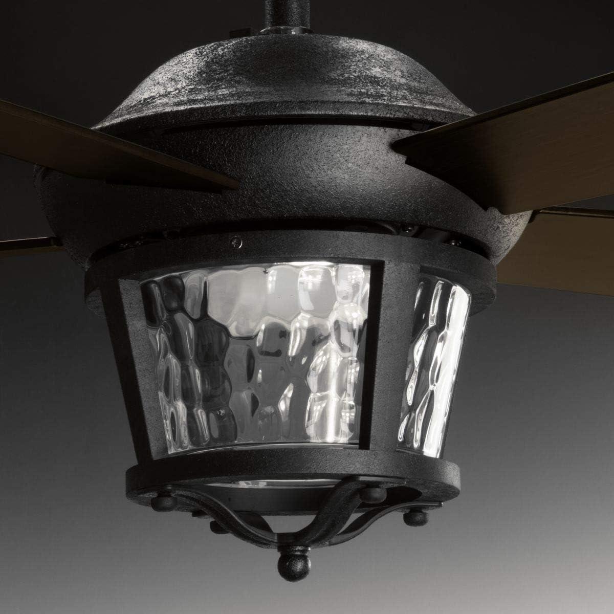 image:imageProgress Lighting P25762030K Protruding Mount 5 Walnut Blades Ceiling fan with 18 watts light Antique BronzeForged Black