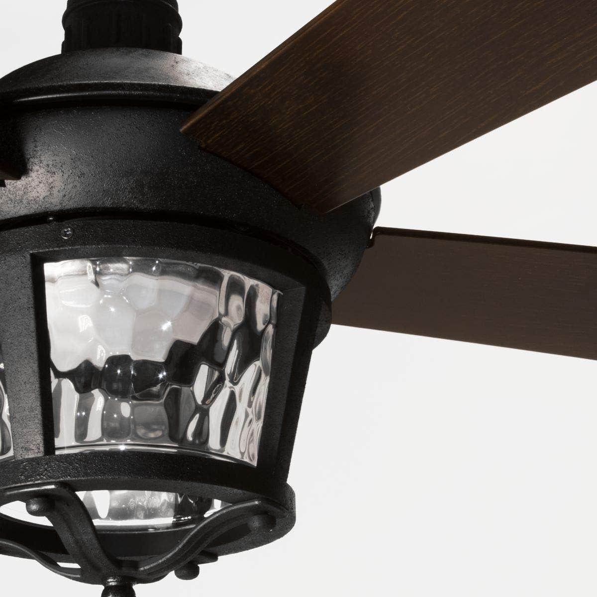 image:imageProgress Lighting P25762030K Protruding Mount 5 Walnut Blades Ceiling fan with 18 watts light Antique BronzeForged Black