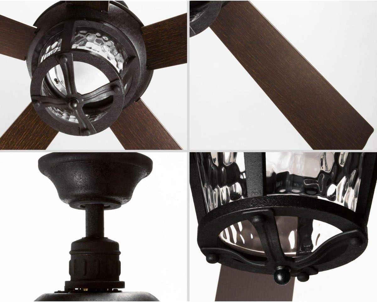 image:imageProgress Lighting P25762030K Protruding Mount 5 Walnut Blades Ceiling fan with 18 watts light Antique BronzeForged Black