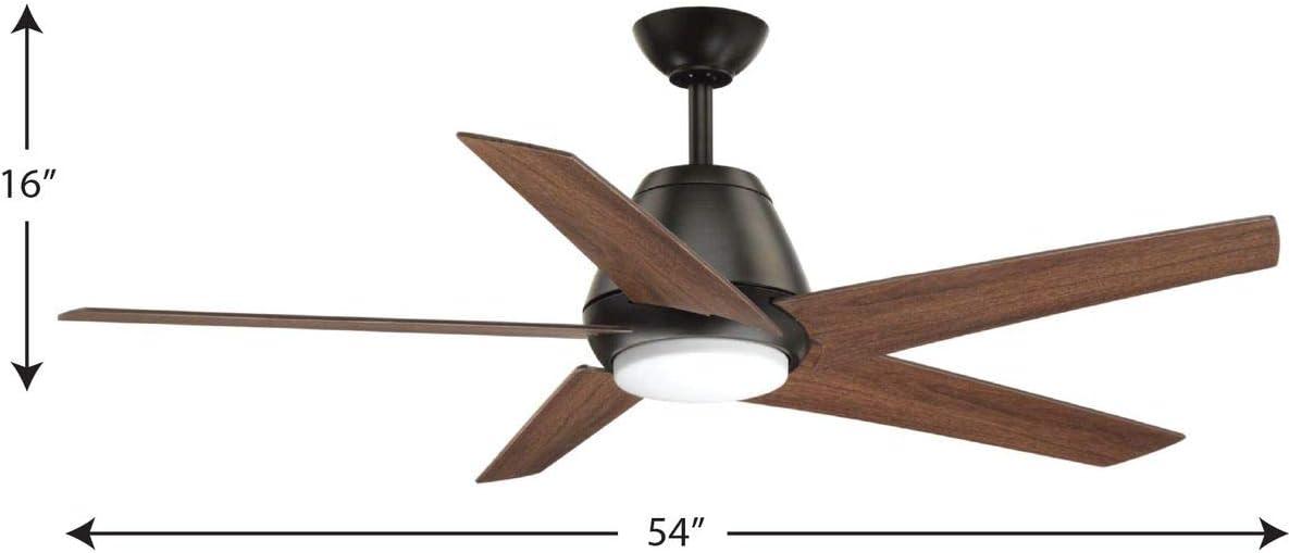 image:imageProgress Lighting P25820930K Protruding Mount 5 Silver Blades Ceiling fan with 18 watts light Brushed NickelAntique Bronze