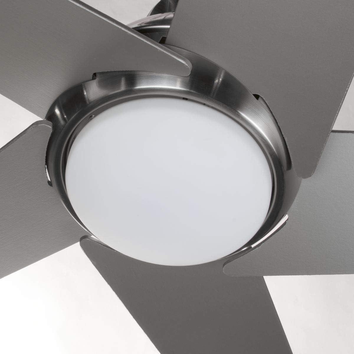 image:imageProgress Lighting P25820930K Protruding Mount 5 Silver Blades Ceiling fan with 18 watts light Brushed NickelBrushed Nickel
