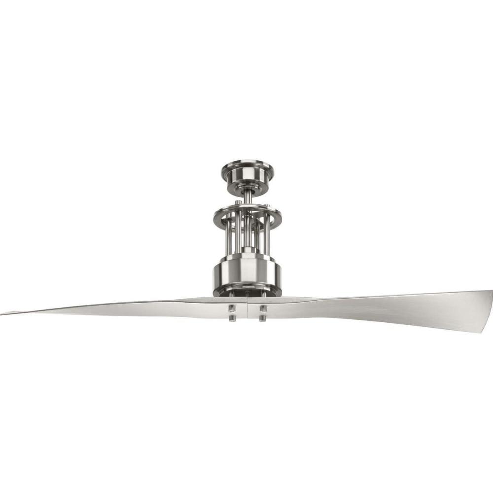 image:imageProgress Lighting P257015 Protruding Mount 2 Black Blades Ceiling fan Polished Chrome 1813x5600x5600Brushed Nickel