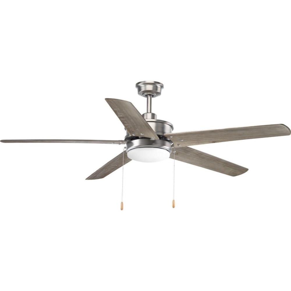 image:imageProgress Lighting P25748030K Protruding Mount 5 Toasted Oak Blades Ceiling fan with 18 watts light Forged BlackAntique Nickel