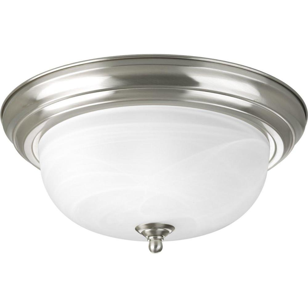 image:imageProgress Lighting P392509EBWB Two Light Flush Mount Brushed Nickel Finish with Etched Alabaster Glass