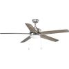 Progress Lighting P2574-8030K Protruding Mount, 5 Toasted Oak Blades Ceiling fan with 18 watts light, Forged Black(Antique Nickel)