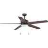 Progress Lighting P2574-8030K Protruding Mount, 5 Toasted Oak Blades Ceiling fan with 18 watts light, Forged Black(Forged Black)
