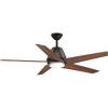 Progress Lighting P2582-0930K Protruding Mount, 5 Silver Blades Ceiling fan with 18 watts light, Brushed Nickel(Antique Bronze)