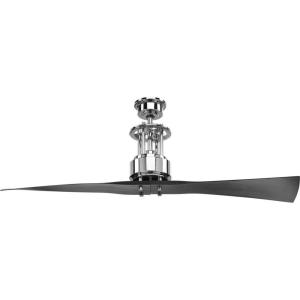 Progress Lighting P2570-15 Protruding Mount, 2 Black Blades Ceiling fan, Polished Chrome, 18.13×56.00×56.00(Polished Chrome)